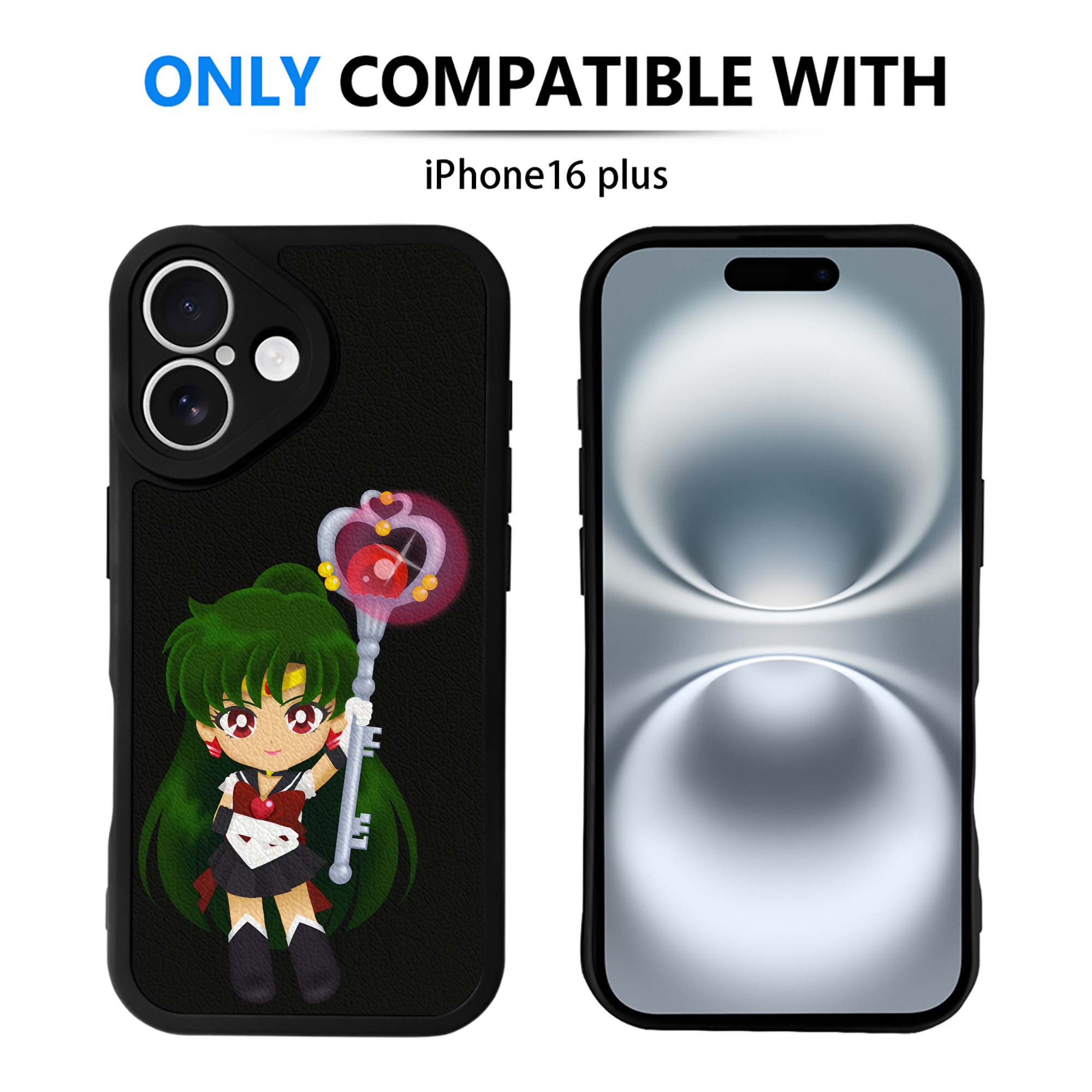 （画像用） 美少女戦士セーラームーン 冥王せつな Sailor Moon Meiou Setsuna 【iPhone 16シリーズ対応】シリコンスマホケース（レザー調） 材質：シリコン